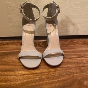 Lulu’s Ankle Strap Chunky Heel Nude